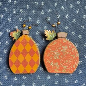 Decorative Fall wooden pumpkins with Leaf Accents 6”